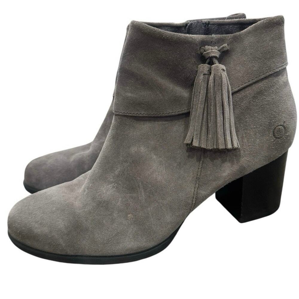 Børn Mauvide Women's 10 Brown Taupe Suede Fringe Ankle Boots Western Boho